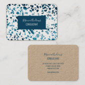 Carte De Visite Abstrait Terrazzo Mosaic Marine et Motif bleu clai (Devant / Derrière)