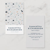 Carte De Visite Abstrait Terrazzo Motif Bleu clair & Marine (Devant / Derrière)