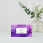 Carte De Visite Abstrait Wispy Purple Alcohol Enk Liquid Art (Debout devant)
