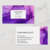 Carte De Visite Abstrait Wispy Purple Alcohol Enk Liquid Art (Devant / Derrière)