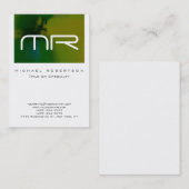 Carte de visite abstraite blanche à monogramme mod (Devant / Derrière)