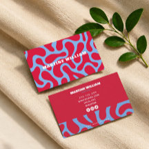 carte de visite abstraite groovy tendance bleu ros