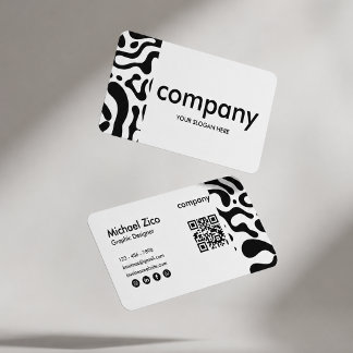 Carte de visite abstraite minimaliste noir et blan