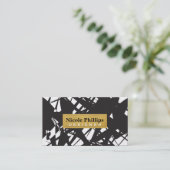 Carte de visite abstraite noire blanche dorée desi (Debout devant)