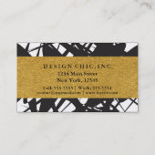 Carte de visite abstraite noire blanche dorée desi (Dos)
