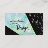 Carte De Visite *~* Abstraite Parties scintillant noire Fleur géom (Devant)