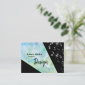 Carte De Visite *~* Abstraite Parties scintillant noire géométriqu (Debout devant)