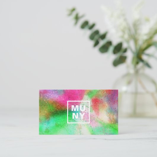 Carte De Visite Abstraite peinture à l'aquarelle splatter initiale (Debout devant)