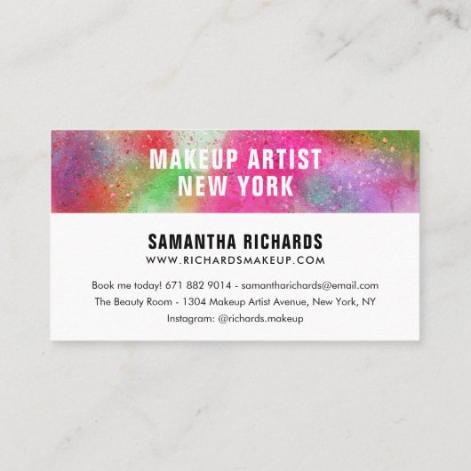 Carte De Visite Abstraite peinture à l'aquarelle splatter initiale (Dos)