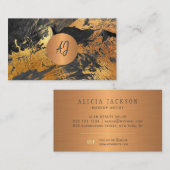 Carte De Visite Abstraite peinture acrylique or noir monogrammed (Devant / Derrière)