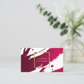 Carte De Visite Abstraite rubis rouge brosse (Debout devant)