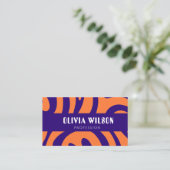 Carte de visite abstraite violette et orange gras (Debout devant)
