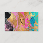 Carte De Visite Abstraits brosses cuivre or monogrammed (Devant)
