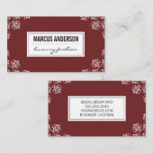 Carte De Visite Accent Damassé / Rouge (Devant / Derrière)