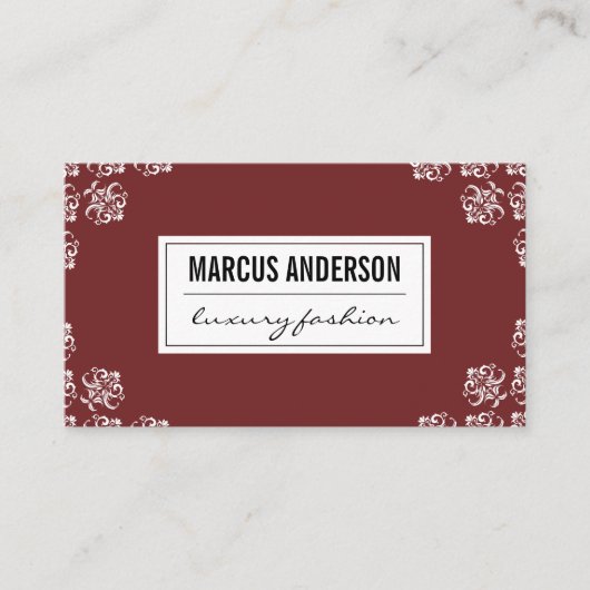 Carte De Visite Accent Damassé / Rouge (Devant)