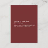 Carte De Visite Accent Entreprise/Ligne (Rouge profond) (Dos)
