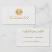 Carte De Visite Accent géométrique simple moderne blanc et or (Devant / Derrière)