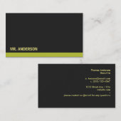 Carte De Visite Accent jaune Arrière - plan noir (Devant / Derrière)