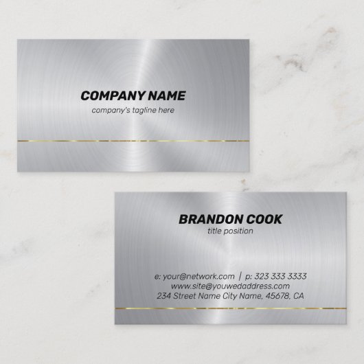 Carte De Visite accent or Faux acier inoxydable (Devant / Derrière)