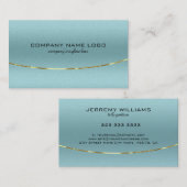 Carte De Visite Accent Or Métallique Moderne Vert Bleu Texture (Devant / Derrière)