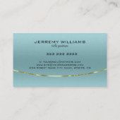 Carte De Visite Accent Or Métallique Moderne Vert Bleu Texture (Dos)