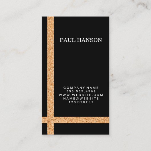 Carte De Visite Accent rayé de liège / Noir / Variation (Devant)