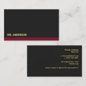 Carte De Visite Accent rouge Arrière - plan noir (Devant / Derrière)