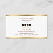 Carte De Visite Accent simple rayure dorée sur fond blanc (Dos)