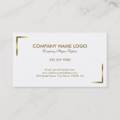 Carte De Visite Accents D'Or Blanc Et Géométrique Modernes (Dos)