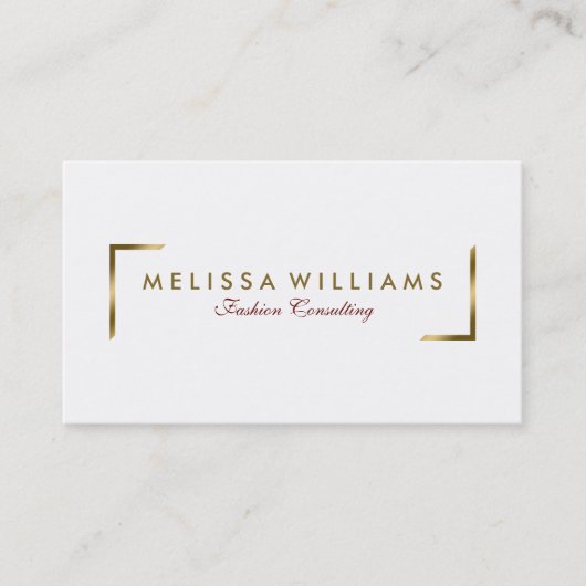 Carte De Visite Accents D'Or Blanc Et Géométrique Modernes (Devant)