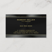 Carte De Visite Accents d'or et d'acier inoxydable noir moderne (Dos)