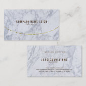 Carte De Visite Accents en or de marbre blanc et gris Faux (Devant / Derrière)