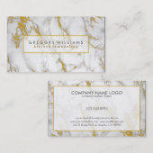 Carte De Visite Accents Marbre blanc Et Or (Devant / Derrière)