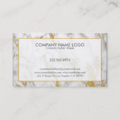 Carte De Visite Accents Marbre blanc Et Or (Dos)