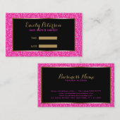 Carte De Visite Accents or de Parties scintillant de faux rose (Devant / Derrière)