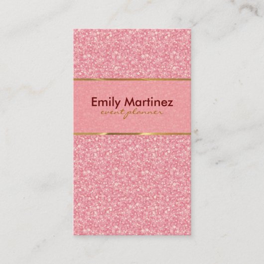 Carte De Visite Accents or Parties scintillant rose (Devant)