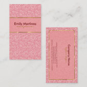Carte De Visite Accents or Parties scintillant rose (Devant / Derrière)