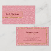 Carte De Visite Accents or Parties scintillant rose 2 (Devant / Derrière)