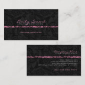 Carte De Visite Accents rose dentelle florale noir (Devant / Derrière)