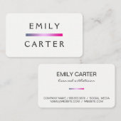 Carte De Visite Accentuation simple à barre chic (Devant / Derrière)