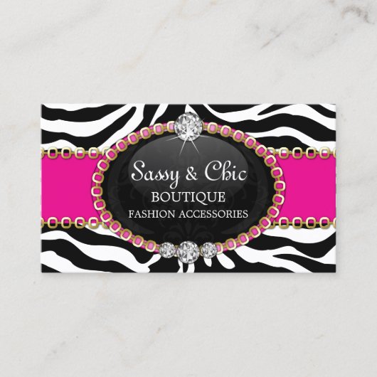 Carte De Visite Accessoire de mode et bijoux Zebra chic (Devant)