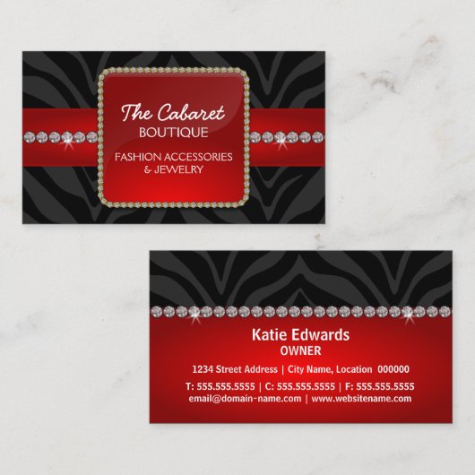 Carte De Visite Accessoire et bijoux de mode (Devant / Derrière)