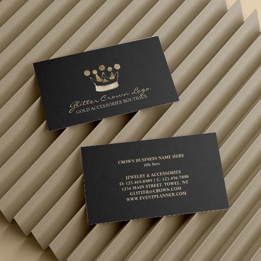 Carte De Visite Accessoires Crown Gold Sparkle