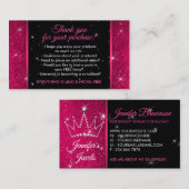 Carte De Visite Accessoires pour bijoux en Couronne rose étincelan (Devant / Derrière)