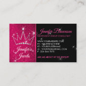 Carte De Visite Accessoires pour bijoux en Couronne rose étincelan (Dos)