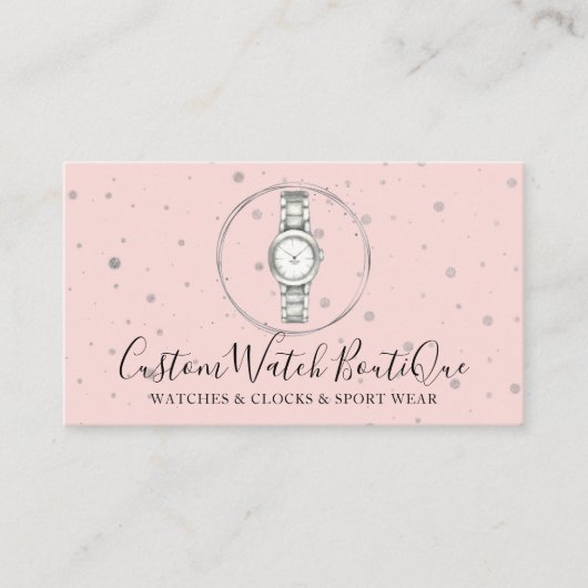 Carte De Visite Accessoires roses Montre unique (Devant)