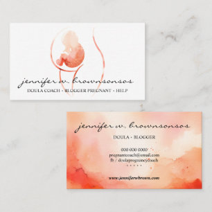 Carte De Visite Accompagnante de naissance Orange Aquarelle Encein