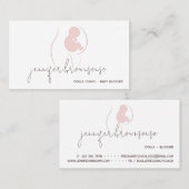 Carte De Visite Accompagnante de naissance unique blanche enceinte (Devant / Derrière)