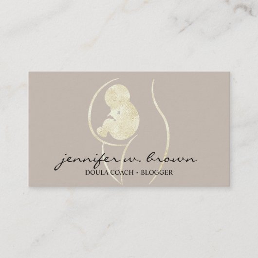 Carte De Visite Accompagnateur de naissance Doula Bébé enceinte Or (Devant)