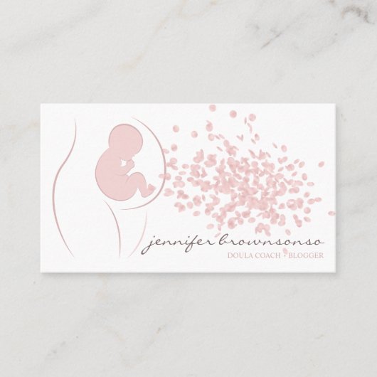 Carte De Visite Accompagnatrice de naissance Coach Grossesse Rose (Devant)